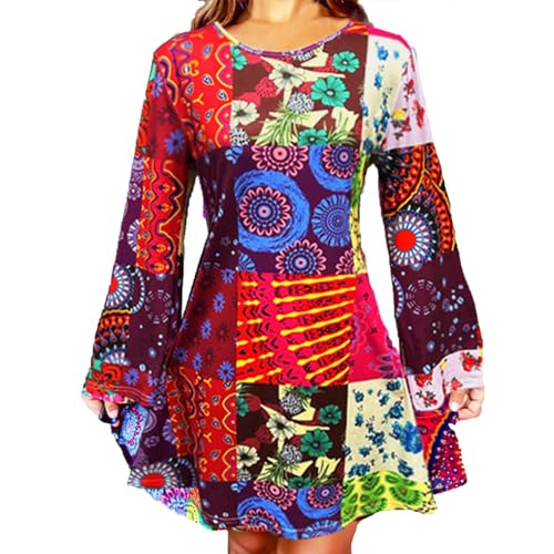 Hippie Kostüm Damen Kleid, 70er Jahre Outfit Karneval Flower Power Kleidung D Amen, Disco Damen, Fasching, Party Jahre, von Sunnyuk