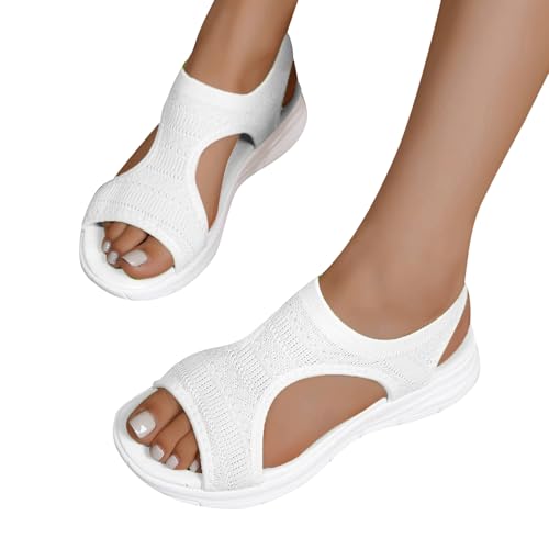 Sommerschuhe Damen breiter fuß, Orthopädische Sandalen Damen Sommer Breite Füße Hausschuhe Schlappen Slides Offene Schuhe mit Fussbett Bequem Sommerschuhe Sport Barfuss Pantoletten Plateau Slipper von Sunnyuk