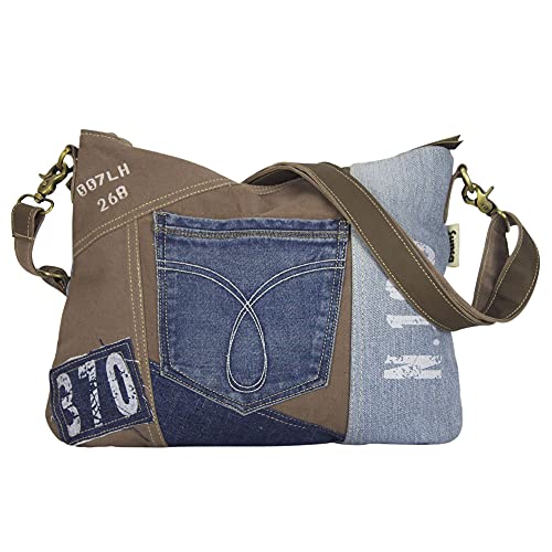 Sunsa Damen Tasche Umhängetasche, Jeans/Canvas Handtasche. Kleine Upcycling bag. Vintage Design Teenager Taschen praktische Geschenke for Women von Sunsa