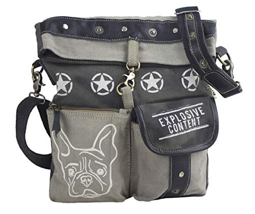 Sunsa Damen Tasche. Hund Liebhaber Umhängetasche Handtasche. Bag aus Canvas & Leder. Schultertasche Damentasche in Vintage Stil. Crossbody mit Hundeaufdruck von Sunsa