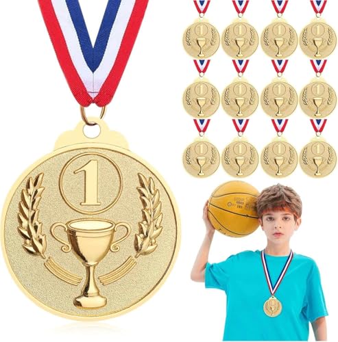 Gewinner Medaillen Gold,12 Medaillen Kindergeburtstag Metall,Medaillen Gold für Kinder,Siegermedaillen,Goldmedaillen für Kinder,Winner Gewinner Medaillen,Super Medallien für Wettbewerb Auszeichnungen von Sunshine smile