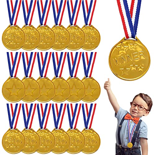 Gewinner Medaillen Gold,24 Medaillen Kindergeburtstag Kunststoff,Medaille Gold für Kinder,Siegermedaille,Goldmedaillen für Kinder,Winner Gewinner Medaille,Super Medallien für Wettbewerb Auszeichnungen von Sunshine smile