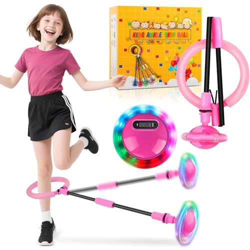 Kinder Blinkender Springring mit Zähler,Swing Wheel mit Lichtrad,Sport Sprungball mit Kasten,Springring Fußkreisel Kinder,Faltbarer Flash Jumping Ball,Swing Wheel mit Zähler für 5-13 Jahre von Sunshine smile