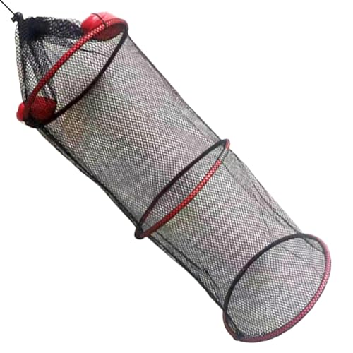 Gefaltet Nylon Fischernetz Set, Großer Zusammenklappbarer Schwimmender Fischkorb für Gefangene Lebende Fische, Tragbar Nylongeflecht Setzkescher Köder Lagerung Fischnetz von Supatmul