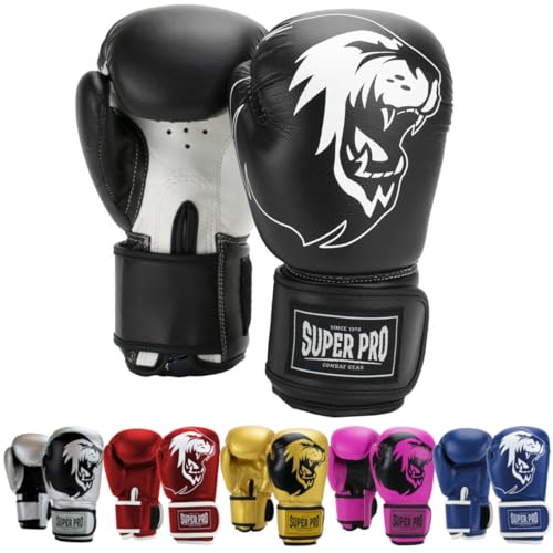 Super Pro Kinder Boxhandschuhe Talent - Boxhandschuhe für Kids Jungen Mädchen für Boxen Kickboxen MMA Kindertraining (Silber, 6 Unzen) von Super Pro Combat Gear