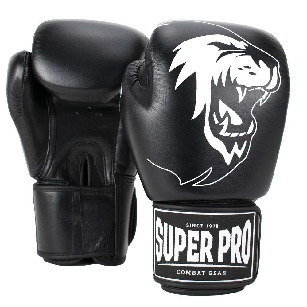 Super Pro Boxhandschuhe "Warrior", 14 oz., Schwarz-Weiß von Super Pro