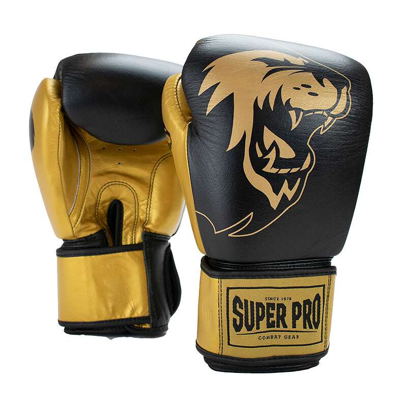 Super Pro Boxhandschuhe "Undisputed", Größe L, Schwarz-Gold von Super Pro