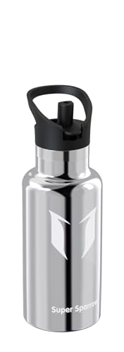 Super Sparrow Edelstahl Trinkflasche Kinder - 18/10 Ultraleicht Thermobecher - 350ml - Standardmund Stroh-Deckel - BPA-Frei Thermoskanne, Thermosflasche für Sport, Travel, Schule, Outdoor, Büro von Super Sparrow