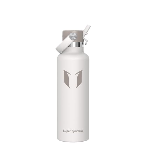 Super Sparrow Trinkflasche Edelstahl - Ultraleicht Thermobecher - 750ml - Standardmund Stroh-Deckel - BPA-Frei Thermoskanne, Thermosflasche für Sport, Travel, Schule, Outdoor von Super Sparrow