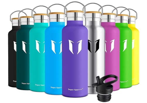 Super Sparrow Trinkflasche Edelstahl - 500ml - Auslaufsicher Thermoskanne, BPA-Frei Wasserflasche - Kohlensäure Thermosflasche für Kinder, Sprudel, Sport, Uni, Schule, Fitness, Outdoor, Camping von Super Sparrow