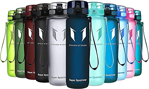 Super Sparrow Trinkflasche - Tritan Wasserflasche - 350ml - BPA-frei - Ideale Sportflasche - Schnelle Wasserdurchfluss, Flip Top, öffnet Sich mit 1-Click von Super Sparrow