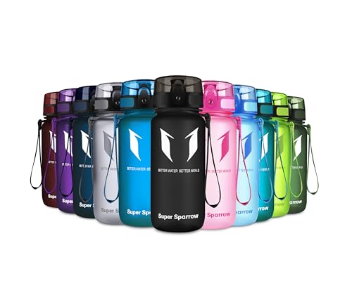 Super Sparrow Trinkflasche - Tritan Wasserflasche - 350ml - BPA-frei - Ideale Sportflasche - Schnelle Wasserdurchfluss, Flip Top, öffnet Sich mit 1-Click von Super Sparrow