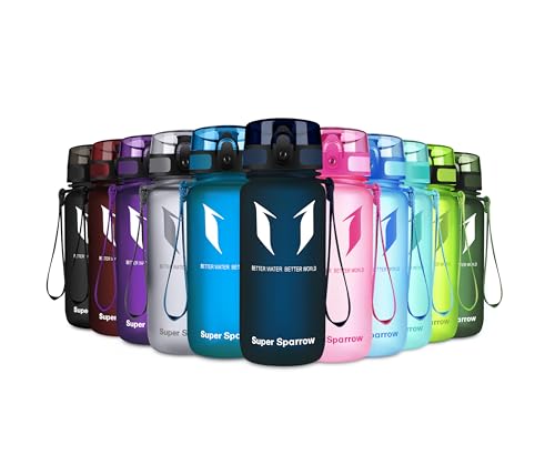 Super Sparrow Trinkflasche - Tritan Wasserflasche - 350ml - BPA-frei - Ideale Sportflasche - Schnelle Wasserdurchfluss, Flip Top, öffnet Sich mit 1-Click von Super Sparrow