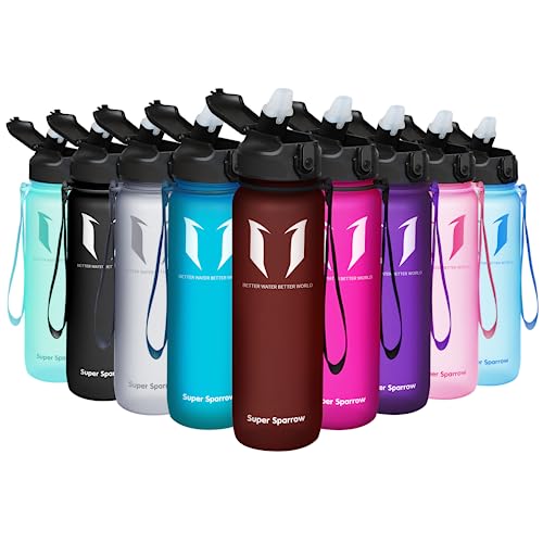 Super Sparrow Trinkflasche mit Strohhalm - Tritan Wasserflasche - 1L - BPA-Frei - Ideale Sportflasche - Auslaufsichere Trinkflaschen für Kinder - Leicht, Nachhaltig von Super Sparrow