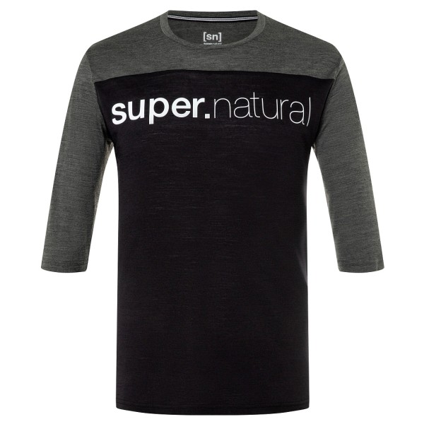 super.natural - Contrast 3/4 - Merinoshirt Gr 48/50 - M schwarz von Super.Natural