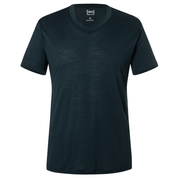 super.natural - Sierra 140 V Neck - T-Shirt Gr 46 - S;48/50 - M;52 - L;54 - XL;56 - XXL;58 - 3XL blau/schwarz;schwarz;weiß von Super.Natural