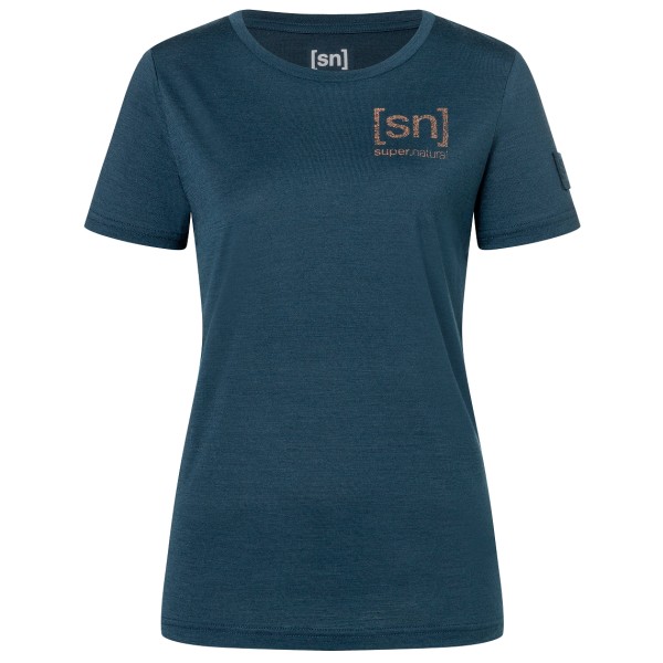 super.natural - Women's Logo Lines Bio Jersey Tee - Merinoshirt Gr XS blau von Super.Natural
