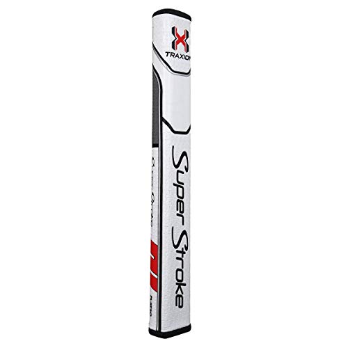 SuperStroke Unisex-Erwachsene Traxion Flatso 3.0 Golf-Puttergriff, Weiß/Grau/Rot von SuperStroke