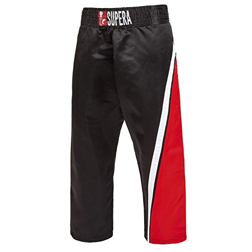 Supera Lange Kickboxhose Kampfsport Hose mit extra breitem Schnitt - Trainingshose für Kickboxen, Muay Thai, MMA von Supera