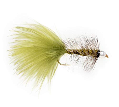 Olive Bead Head Flash Bugger Woolly Bugger Streamer Forellenfliegen Fliegenfischen | 8 Fliegen | Regenbox Forellen Hecht Fliegen | Größe 6 & 8 & 10 & 12 von Superbe Flies