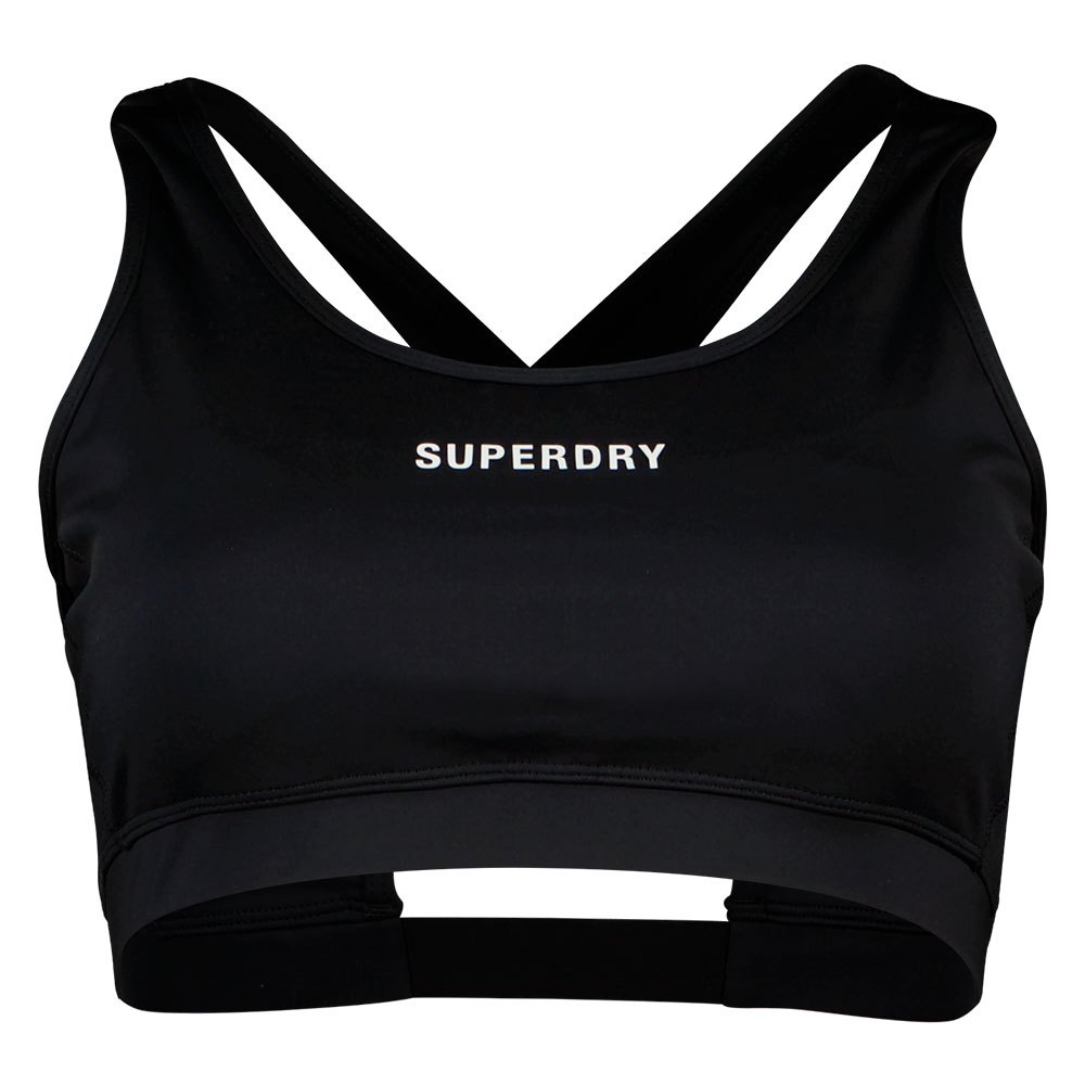 Superdry Core Mid Impact Sports Bra Schwarz XL Frau von Superdry