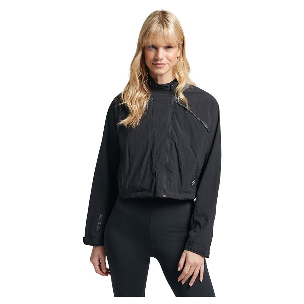 Superdry Run Cropped Weatherproof Jacket Schwarz S Frau von Superdry