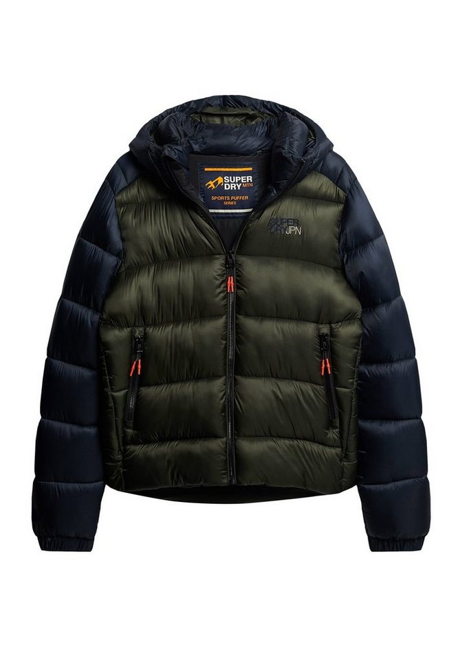 Superdry Steppjacke Superdry Herren Jacke HOOD COLOUR BLOCK SPORT PUFFER Eclipse Navy von Superdry