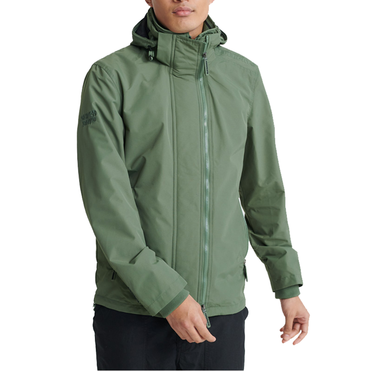 Superdry Tech Hood Pop Zip Windcheater Herren Windjacke Windbreaker Khaki von Superdry