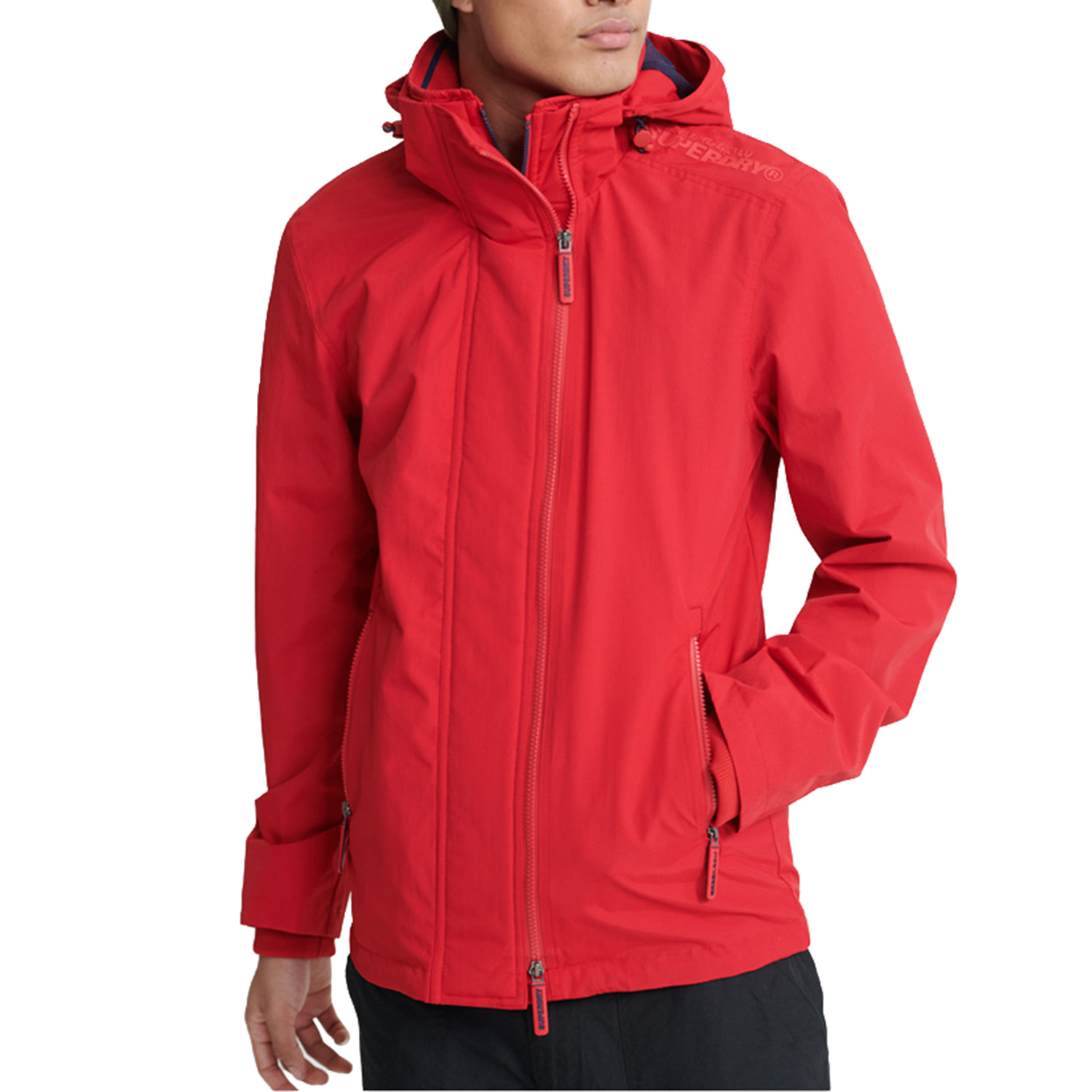 Superdry Tech Hood Pop Zip Windcheater Herren Windjacke Windbreaker rot von Superdry