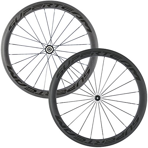 Superteam Karbonfaser-Rennrad-Räder, 700C, Drahtreifen, 50 mm, matt, 23 Breite (transparenter Aufkleber) von Superteam