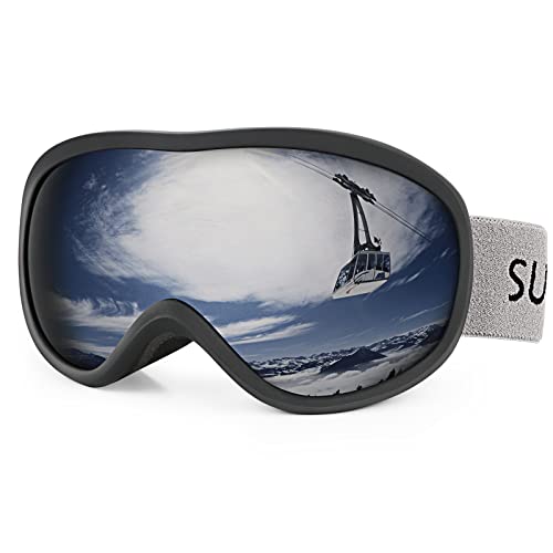 Supertrip Skibrille Herren Damen Snowboardbrille für Skifahrer Antifog UV400-Schutz Wintersportarten Skifahren (Schwarzer Rahmen Graue Linse VLT10%) von Supertrip
