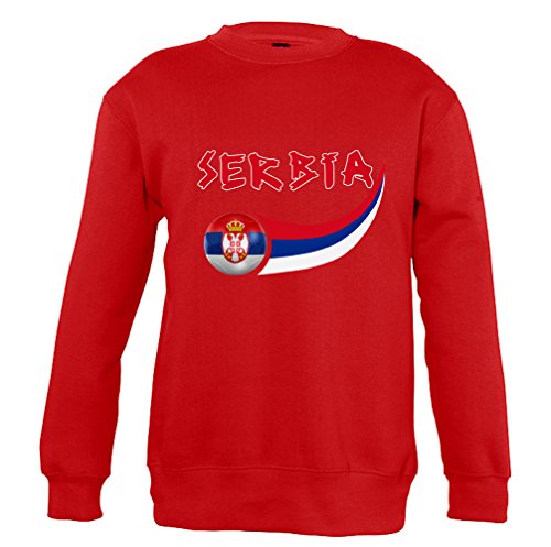 Supportershop Sweatshirt Serbien Rot Unisex Kinder, FR: L (Größe Hersteller: 8 Jahre) von Supportershop