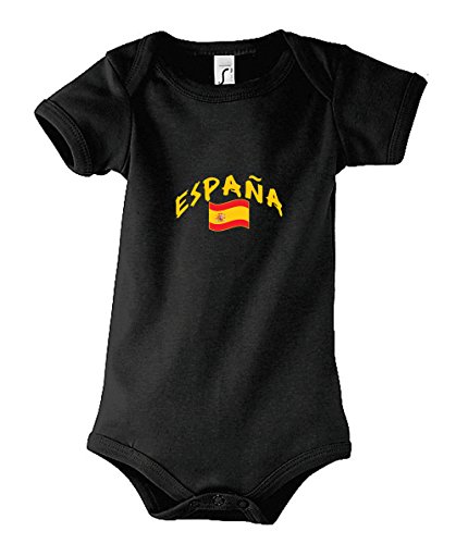 Supportershop Baby-Body schwarz Spanien Fußball, Body bébé Noir Espagne, schwarz, FR : 6-12 Mois (Taille Fabricant : 6-12 Mois) von Supportershop