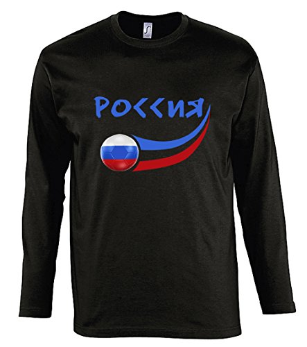 Supportershop Herren Russia Long Sleeve T-Shirt, schwarz, XL von Supportershop
