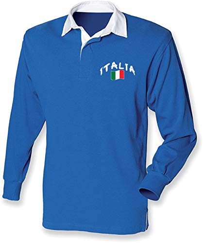 Supportershop Kinder Polo Rugby LS Italien M blau von Supportershop