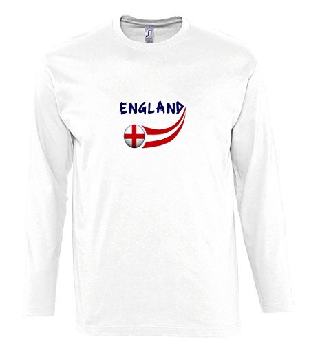 Supportershop Herren England Langärmeliges Fan-T-Shirt, weiß, S von Supportershop