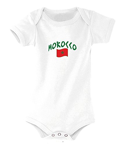 supportershop Marokko Body unisex Baby, Weiß, 3 - 6 Monate von Supportershop