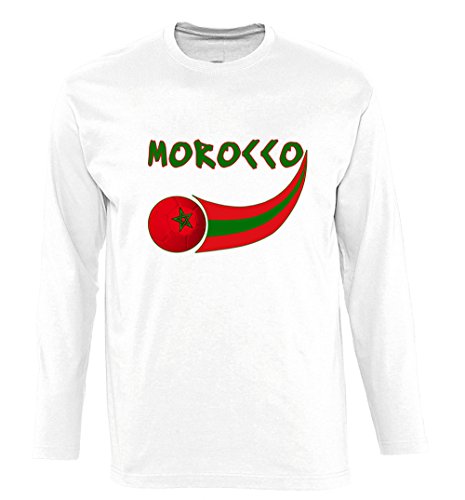 Supportershop Herren Maroc T-Shirt mit Langen Ärmeln, weiß, M von Supportershop