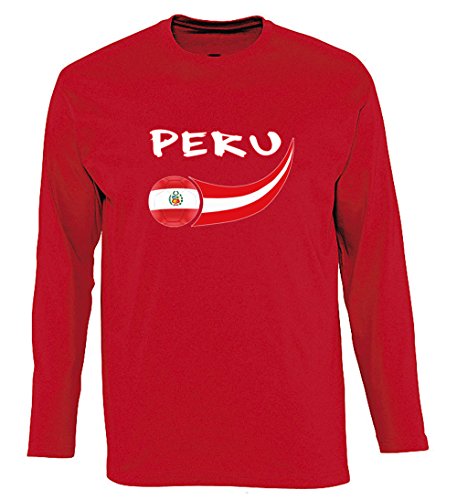 Supportershop Herren Pérou T-Shirt mit Langen Ärmeln, rot, M von Supportershop