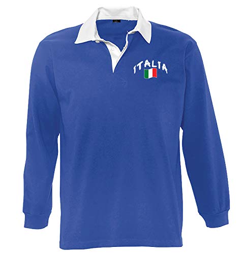 Supportershop Poloshirt Rugby LS Italien, Unisex L blau von Supportershop