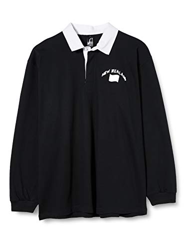 Supportershop Rugby-Poloshirt LS Neuseeland, schwarz, langärmelig, Unisex, Erwachsene, Größe M von Supportershop