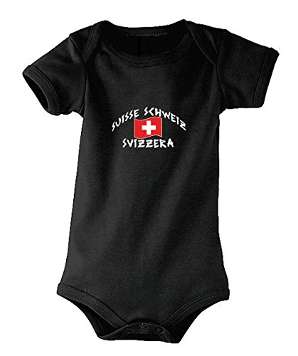 Supportershop Schweizer Body, Unisex, Baby, Schwarz, FR: L (Größe Hersteller: 12-18 Monate) von Supportershop