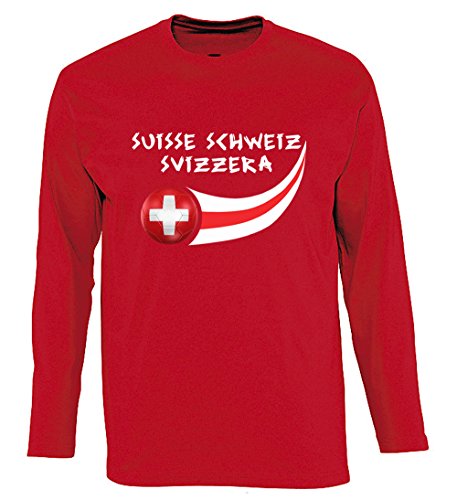 Supportershop Herren Suisse T-Shirt mit Langen Ärmeln, rot, L von Supportershop