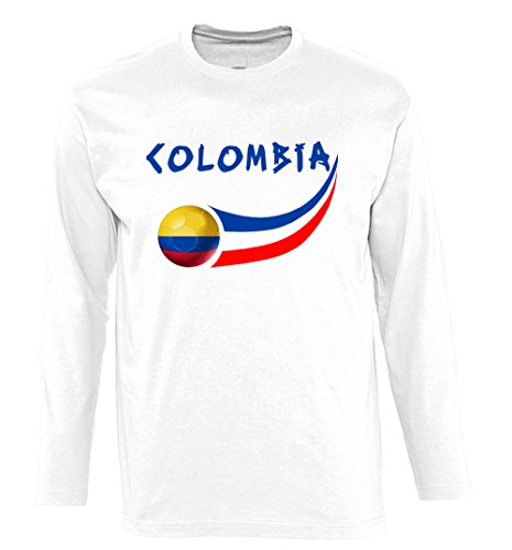 Supportershop Shirt Kolumbien L/S Herren, Weiß, fr: M (Größe Hersteller: M) von Supportershop