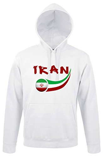 Supportershop Sweatshhirt Kapuzenjacke Iran Herren, Weiß, fr: S (Größe Hersteller: S) von Supportershop