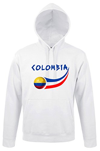 Supportershop Sweatshit Kapuzenpullover Kolumbien Herren, Weiß, fr: M (Größe Hersteller: M) von Supportershop