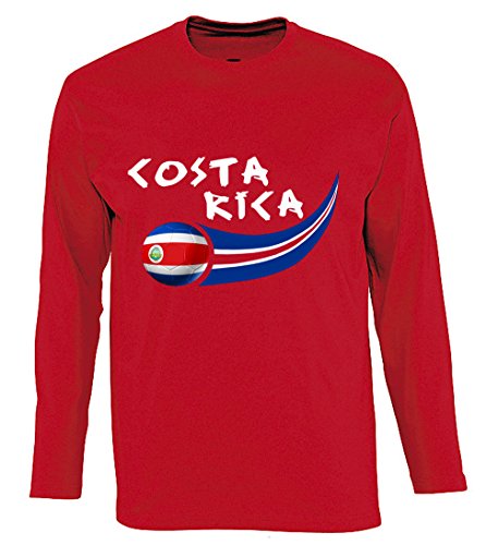 Supportershop T-Shirt Costa RICA L/S Herren, Rot, FR: L (Größe Hersteller: L) von Supportershop