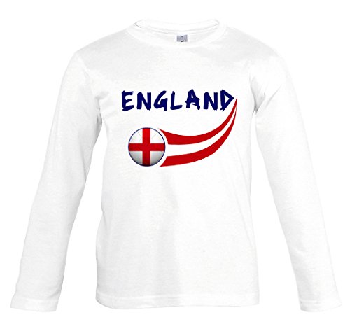 Supportershop T-Shirt England weiß L/S Kinder – T-Shirt England weiß L/S Kinder – Fußball 12 Jahre weiß von Supportershop