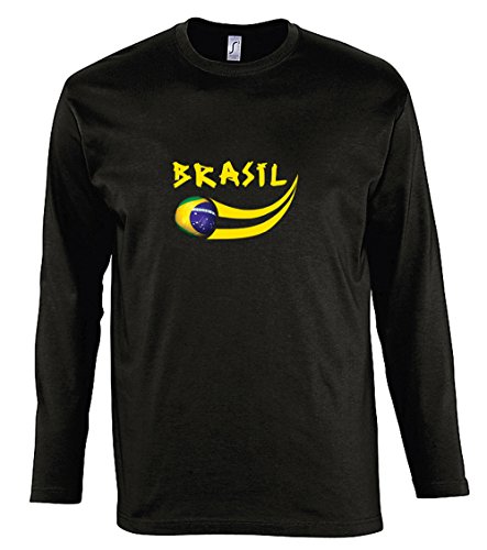 Supportershop Herren Brasilien Langärmeliges T-Shirt, Schwarz, XXL von Supportershop