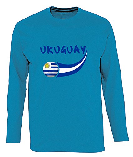 Supportershop Herren T-Shirt Uruguay L/S XXL, Aqua, FR: 2XL (Größe Hersteller: von Supportershop